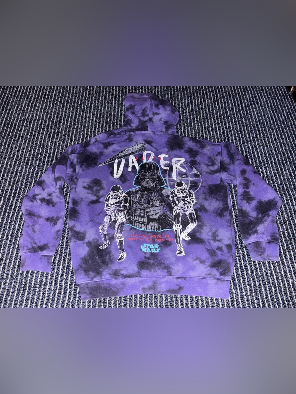 H&M Star Wars Darth Vader Sweatshirt Hoodie Youth 12/14 Purple Tie Dye Pullover